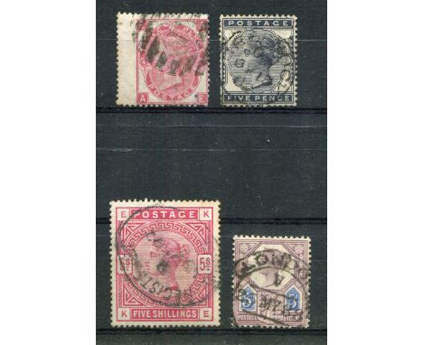 Great Britain Queen Victoria stamps in folders, including 1880-81 1/2d to 5d set overprinted specimen, 1883 2/6d, 5 shillings
