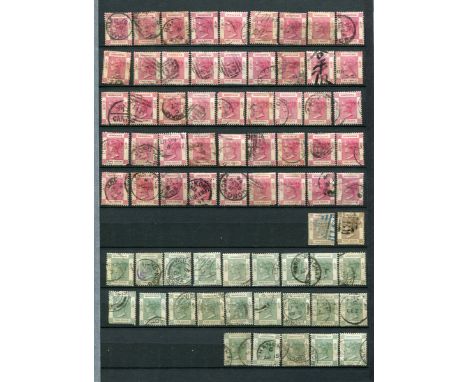 Hong Kong stamps in three stock books from Queen Victoria to Queen Elizabeth II, mostly used in quantities including China ov