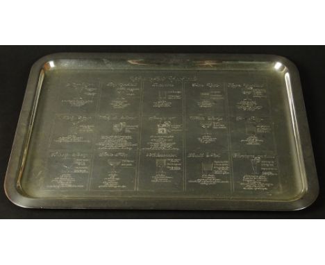 Christofle Silver Plate Rectangular Cocktail Tray "Christofle's Cocktails" Signed Christofle. Light Scratches From Use or in 
