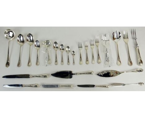 One Hundred Forty-Four (144) Pieces Christofle "Marly" Sterling Silver Flatware Set in Original Christofle "Imperial" Chest. 