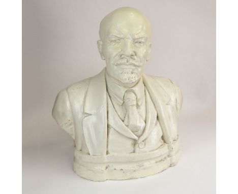 Circa 1927 Russian Limited Edition Plaster Bust of Vladimir Lenin. Signed V. Bibaev, Numbered 131/445 and Dated 1927. Minor C