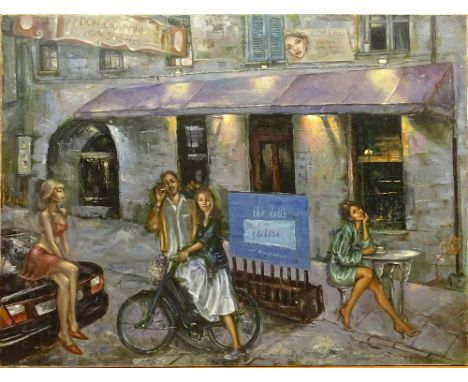 Zurab Alibegashvili, Georgian/Russian (born 1965) Oil on Canvas "Nightlife". Signed en verso. Good Condition or Better. Measu