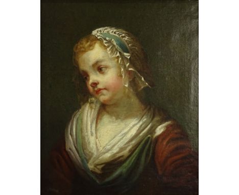 Jeanne-Philiberte Ledoux, French (1767-1840) Oil on Canvas. "Portrait of a Girl with White Lace" Unsigned. Good Condition. Me