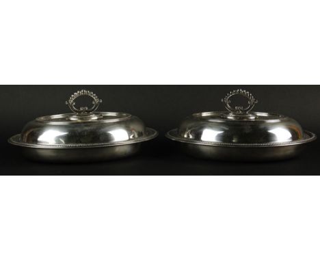 Pair Silver Plated Covered Entrée Serving Dishes. Signed BP NS 40327 Made In England. Light Wear or in Good Condition. Measur