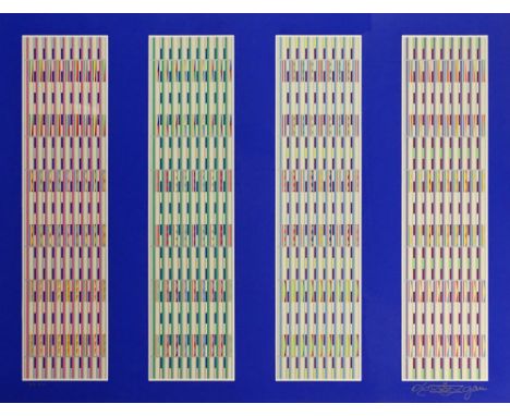 Yaacov Agam, Israeli (1928) Limited Edition Lithograph. Signed Lower Right. Numbered 5/9 Lower Left. Good Condition or Better