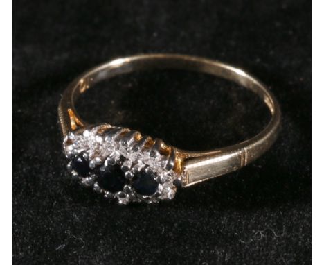 9ct gold sapphire and diamond ring, size L1/2, 14g