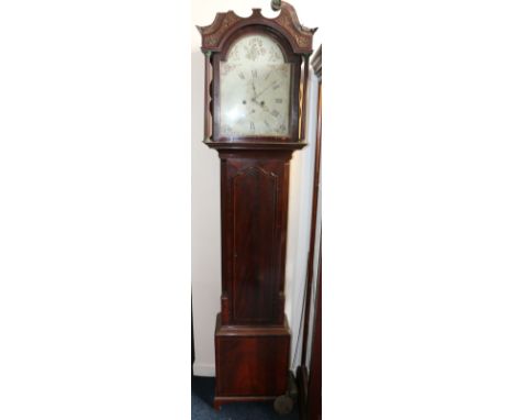 19th century mahogany and inlaid cased longcase clock with painted numerals