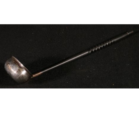 Silver toddy ladle with whalebone handle, hallmarks for 1977