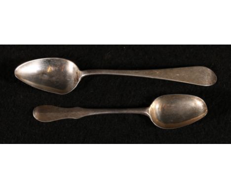 Greenock, silver teaspoon by A Campbell and another perhaps by James Cornfute, Perth C1780