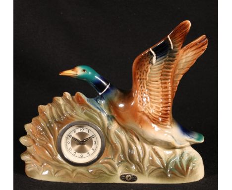 Jema ware of Holland mantle clock with mallard duck surmount