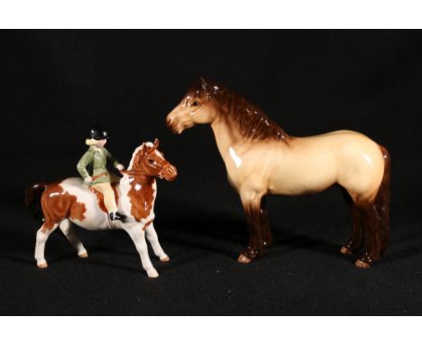 Beswick Highland horse, and another of a girl on a pony.  (2) CONDITION REPORT: Highland horse is quite bradly crazed through