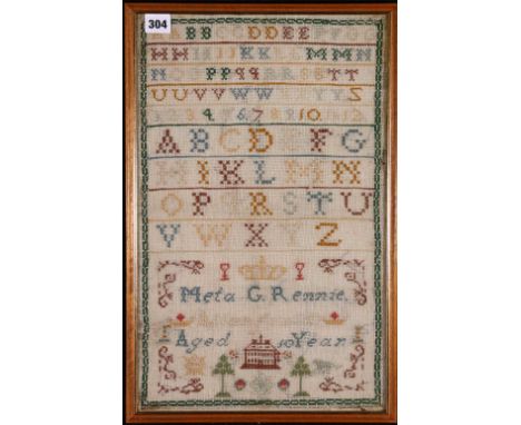 George V sampler by G Rennie, aged 10 years, 48cm x 31cm