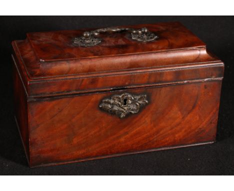 George II mahogany tea caddy lacking interior