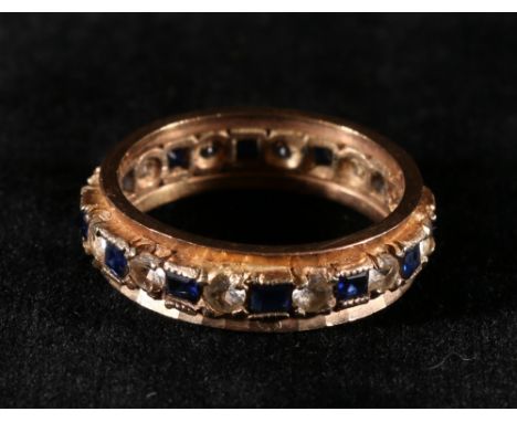 9ct gold sapphire and diamond eternity ring, size O, 3,36 grams