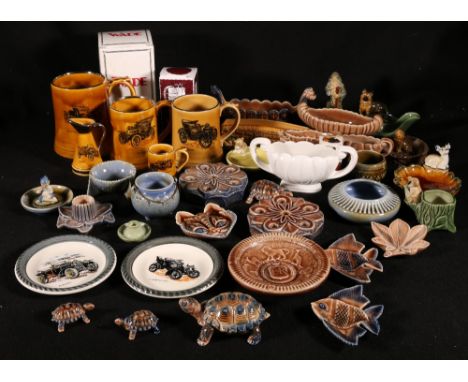 A collection of thirty seven Wade collectables including whimtrays, Alsatian pipe stand, tankards, leaf dishes, pin trays can