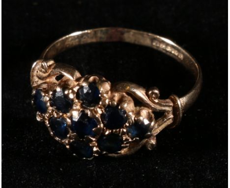 9ct gold sapphire cluster ring size Q