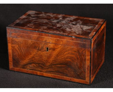 19th century walnut crossbanded inlaid twin division tea caddy