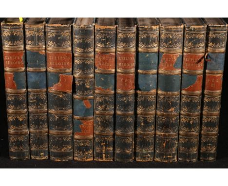Memoirs of John Evelyn, Colburn, London, 1827, five volumes and Memoirs of Samuel Pepys, Colburn, London, 1828, five volumes,