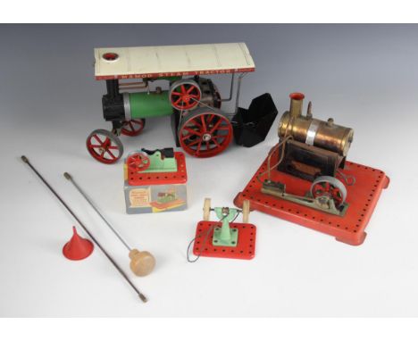 A boxed Mamod T.E.1a live steam traction engine, a Mamod live steam stationary engine, 20cm x 17cm, a boxed Mamod miniature p