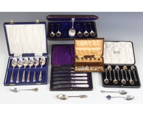 A cased set of eight George VI silver teaspoons, Wakely &amp; Wheeler, London 1951, each with oval bowl and tapering handle w