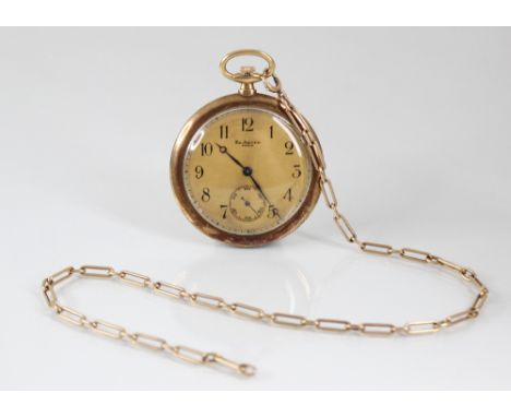 An Art Deco pocket watch, the champagne dial marked for 'Ed. Jaeger Paris', with Arabic numerals and subsidiary dial to six o