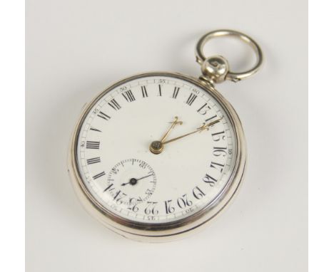 An unusual Victorian silver open face pocket watch, the white enamel dial with Roman and Arabic numerals and subsidiary secon