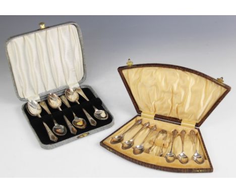 A cased set of twelve Victorian silver teaspoons, Horace Woodward &amp; Co, Birmingham 1876, each 13cm long, together with a 