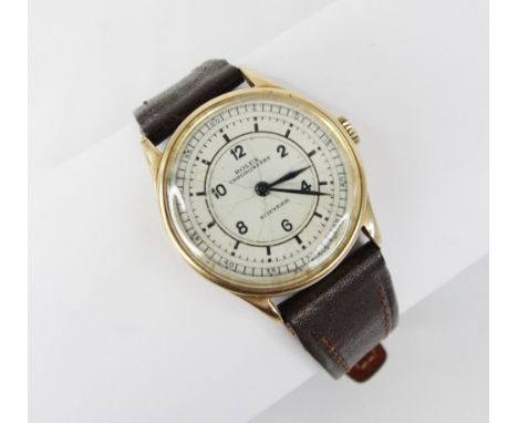 A gentleman's Rolex Chronometre Scientific 9ct gold wristwatch, circular enamel dial with Arabic numerals to central hour tra