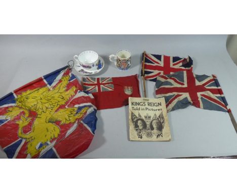 A Royal Worcester Cup and Saucer Decorated with Vintage Cars, Collection of Bunting and a Laura Knight Coronation Mug, King E