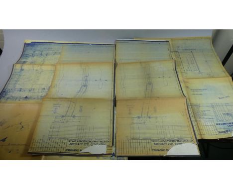 A Collection of Four Sir W.G. Armstrong Whitworth Aircraft Ltd. Company Third Angle Projection Blue Prints to Include Water E