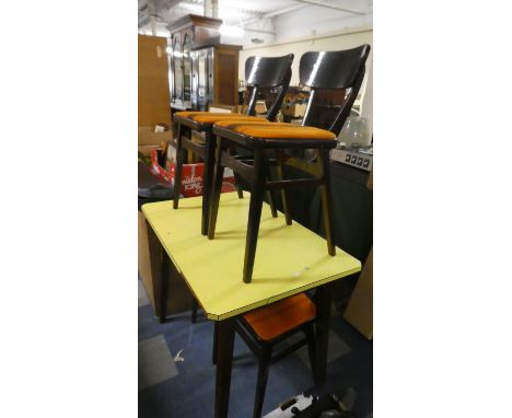 A Vintage Formica Topped Kitchen Table and Four Chairs 