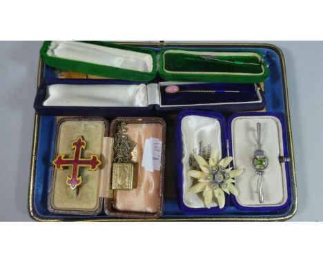 A Tray of Various Brooches and Stick Pins to Include Coral Example 