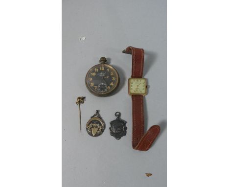 A Vintage Wrist Watch, Pocket Watch and Two Fobs 