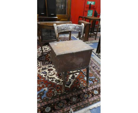 A Vintage Kitchen Ladder Back Chair and a Wooden Storage Box, 40cm Wide 