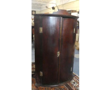 A 19th Century Bow Front Crossbanded Corner Cabinet, 63cm Wide 