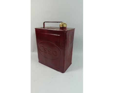 A Vintage but Repainted ESSO Petroleum Spirit Can with Brass Screw Stopper, 28cm high 