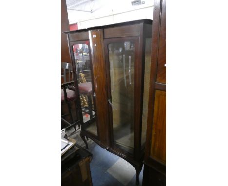 An Edwardian Inlaid Mahogany Two Shelf Display Cabinet, One Panel Glass Cracked, 98cm Wide 