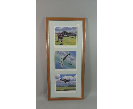 A Framed Triptych of RAF Prints, Limited Edition After Kieth Woodcock, Scramble, Combat, Return 
