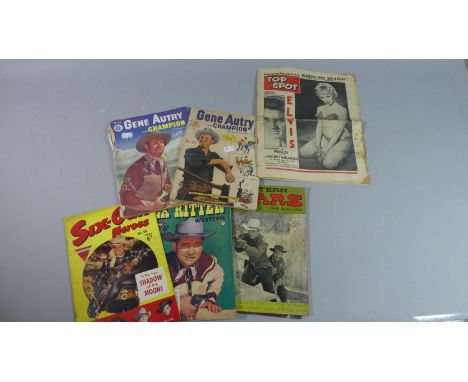 A Collection of Vintage Wild West Comics and a 1959 Top Spot Magazine 