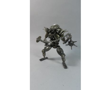 A Modern Metal Robot Figure Formed form Nuts, Bolts and Chains Etc 26cm High 