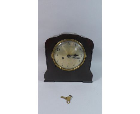 An Edwardian Walnut Framed Mantle Clock, 26cm Wide 