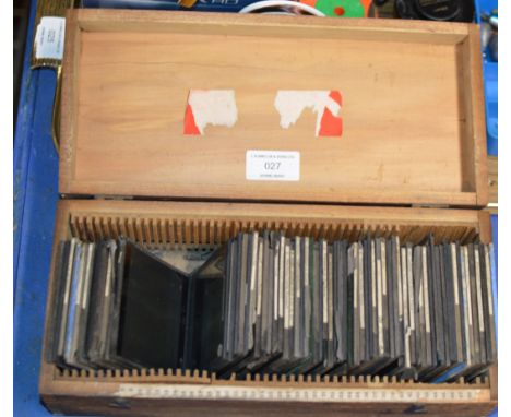 BOX WITH VARIOUS MAGIC LANTERN SLIDES    