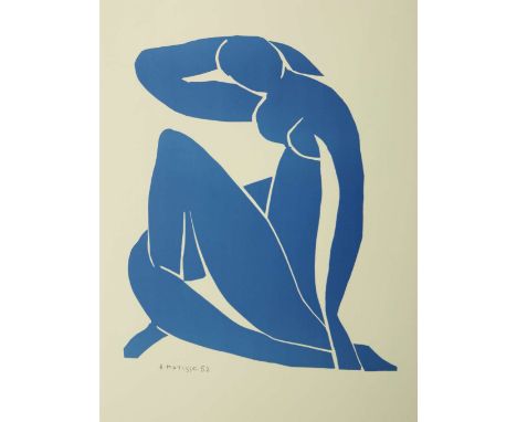 Henri MATISSE (1869-1954), "Nu Bleue II", Farboffsetlithographie, u.li. im Druck sig, dat. '52, ca. 90 x 70 cm, leicht gedunk