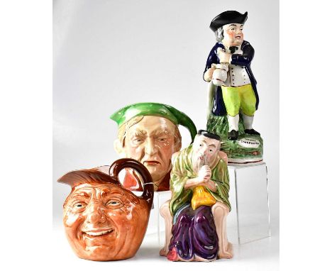 A quantity of various character and Toby jugs including a Beswick 'Scrooge' example, a Beswick 'Captain Cuttle', various vint