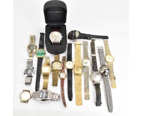 Approximately fifteen various gentlemen's wristwatches, makers to include Avia, Sekonda, Haltron, Citizen automatic, Rotary, 