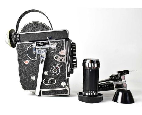 BOLEX; an H16 SB cine camera, with accessories including a Bolex Paillard hand grip, a Kern Vario-Switar Compact 1:3,5 f=17-8