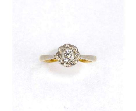 An 18ct gold illusion set diamond ring, 0.25ct, in platinum mount, size K/L, approx. 3g.