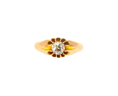 An 18ct rose gold ring with single claw set 0.3ct diamond, size L, approx. 4.3g.