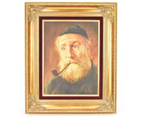 G VAN PELT; oil on canvas, head and shoulders of a fisherman smoking a pipe, signed lower right, 39 x 29cm, framed.Condition 