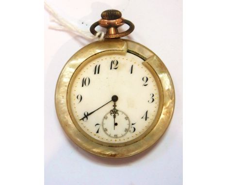 A 19th century gentleman's dress pocket watch, with mother-of-pearl case, the back with gilt metal floral inlays